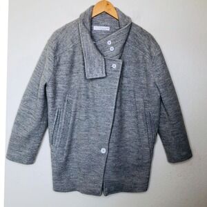 Ministry of Style by Bebe Sydney Gray Heathered Asymmetrical Collar Button Coat